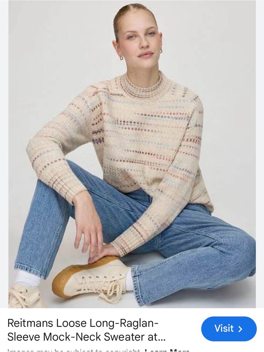Reitmans Cream Speckled Mock Neck Cozy Sweater Size 2x